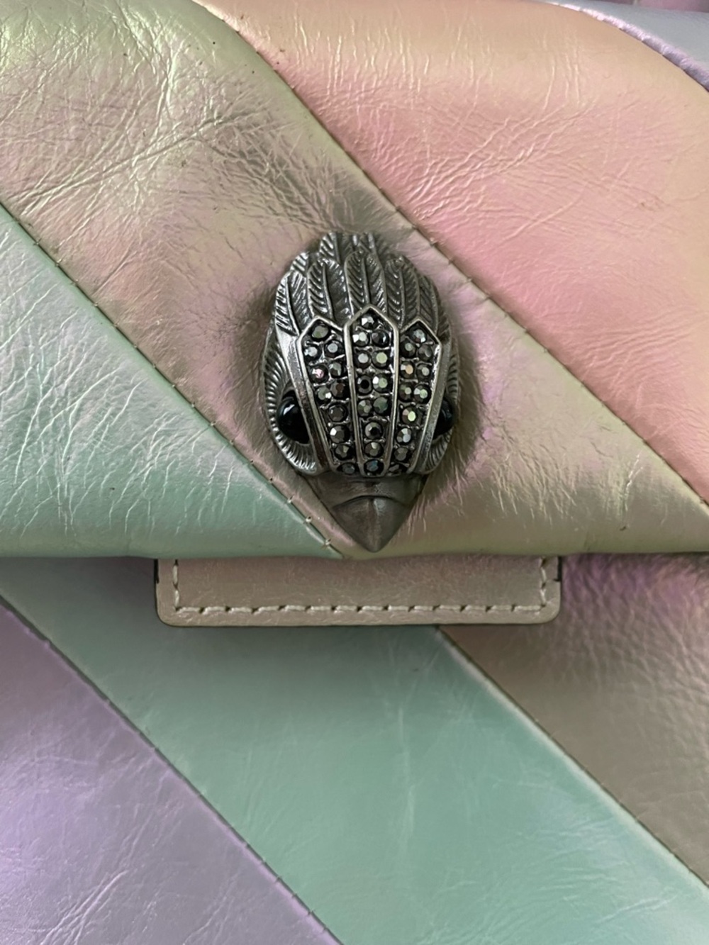 Kurt Geiger London Kensington Iridescent Pastel Stripe Leather Shoulder Bag - Picture 4 of 15